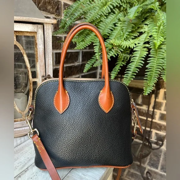 Dooney & Bourke Black and Brown Leather Satchel - Picture 5 of 9